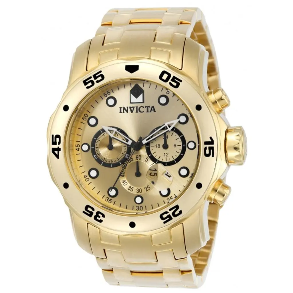 Invicta 0074 Pro Diver Scuba Men`s Watch - 48mm Gold - Dial: Gold, Band: Gold, Bezel: Gold