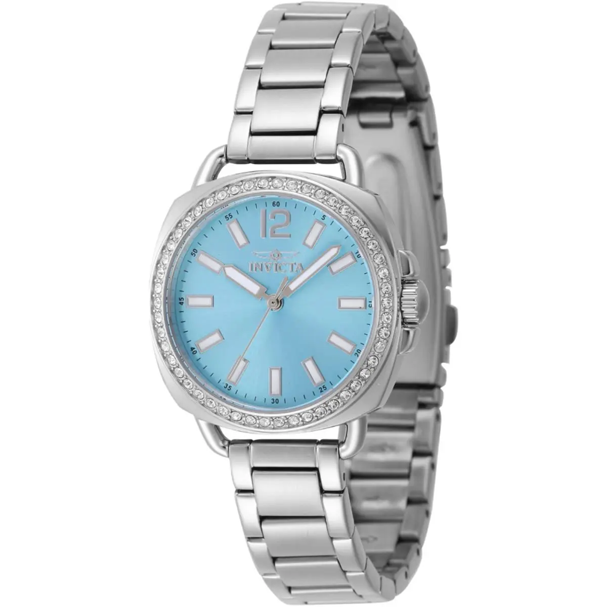 Invicta Women`s Watch Wildflower Crystal Bezel Light Blue Dial Bracelet 47327 - Dial: Light Blue, Band: Silver