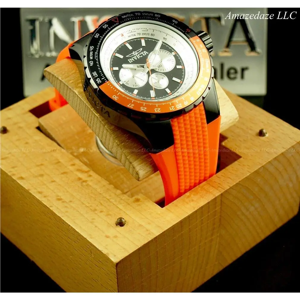 Invicta Men`s 50mm Aviator Stainless Steel Tachymeter Black Dial Watch