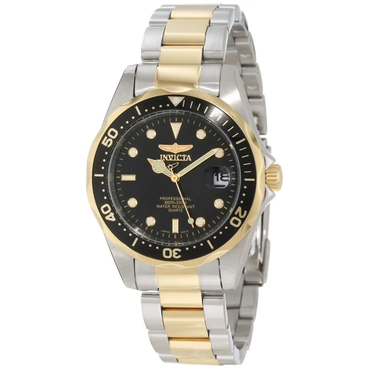Men`s Watch Pro Diver Quartz Black Dial Two Tone Steel Bracelet 8934 by Invicta