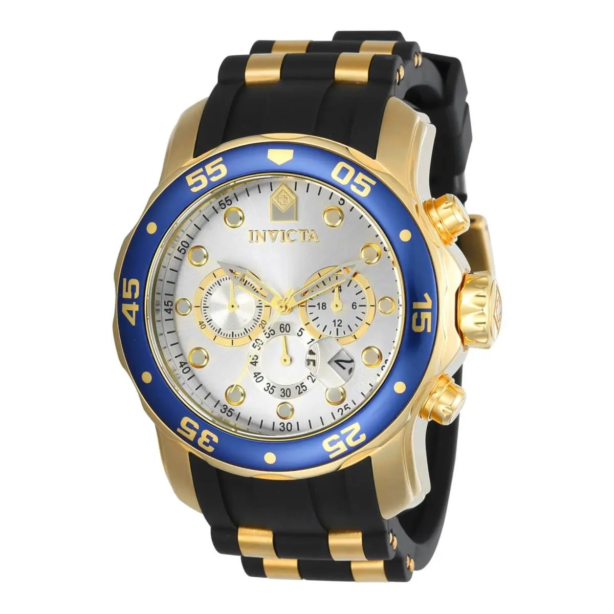 Invicta Men`s Watch Pro Diver Scuba Chronograph Silver Dial Rubber Strap 17880