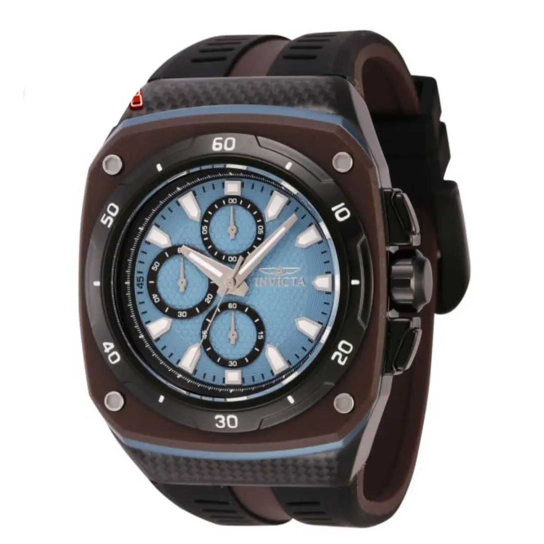Invicta Men`s 46mm Speedway Chronograph Quartz Brown Blue Black 50m SS Watch - Dial: Black, Band: Green, Bezel: Black