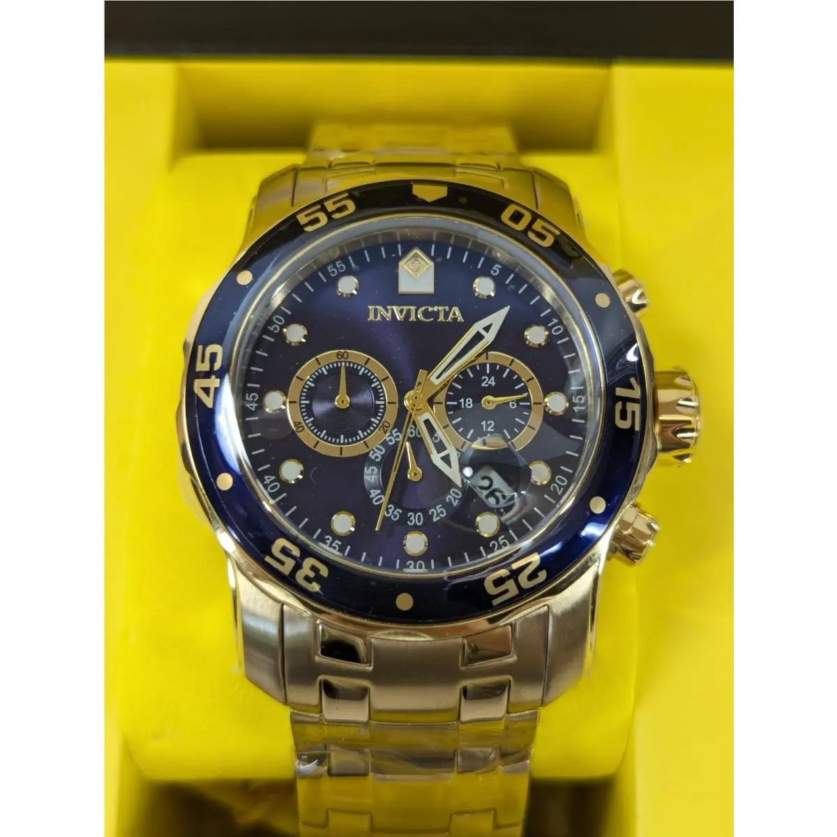Pro Diver Scuba 0073 Men`s 48mm Blue Dial Gold Tone Chronograph Watch by Invicta