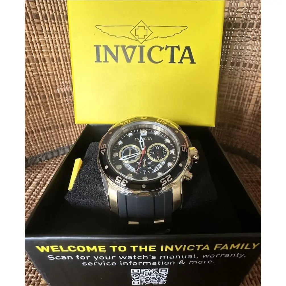 Invicta Pro Diver Scuba Men`s 48mm Gold Dial Stainless Chronograph Watch 37228