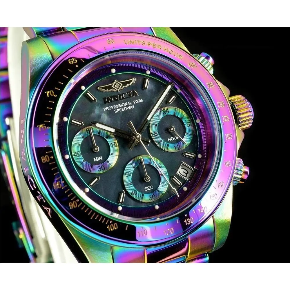 Invicta 23941 Men`s 40mm Speedway Chronograph Black Mop Dial Iridescent SS Watch