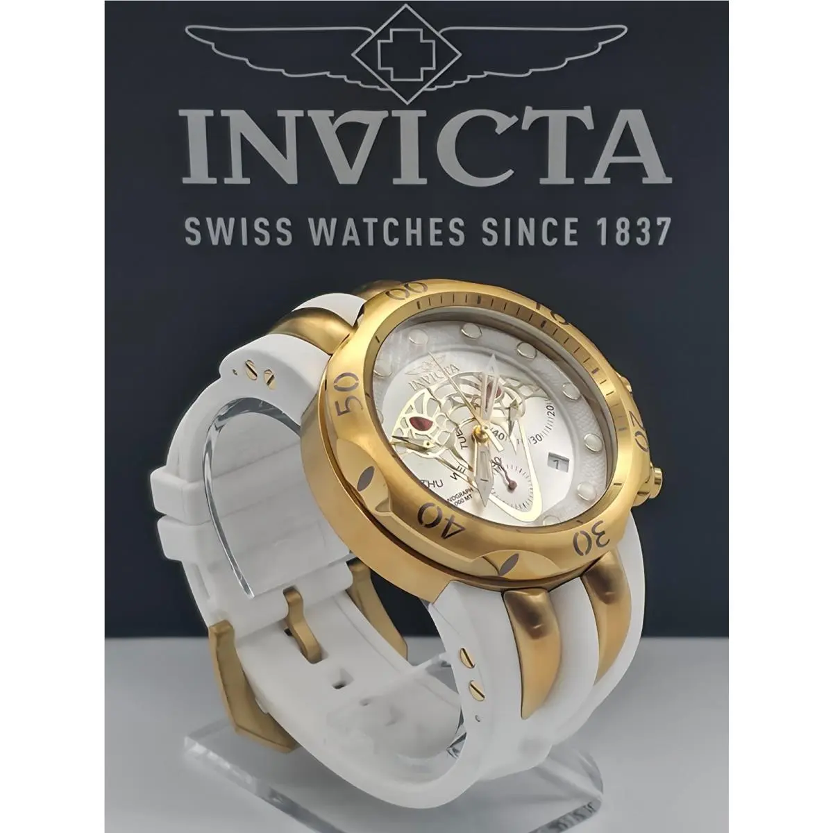 Venom Viper 54mm Swiss Movement Chronograph Silicone Band Men`s Watch by Invicta