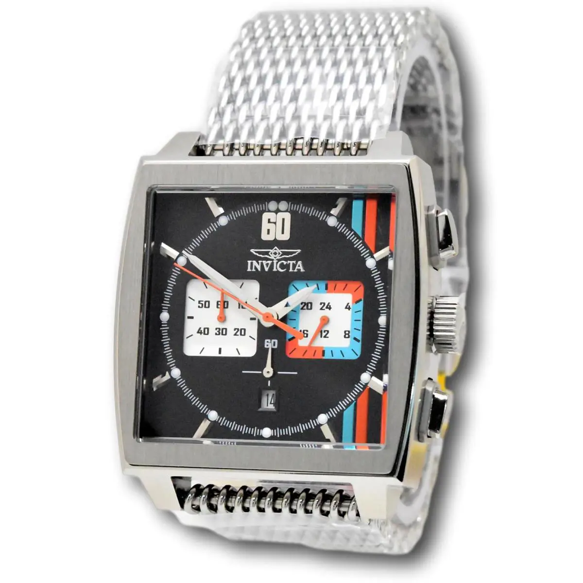 Invicta Silver Mesh Bracelet Watch - Silver Dial Invicta S1 Rally Cuadro Men`s 45mm Monaco Racer Mesh  main image 3