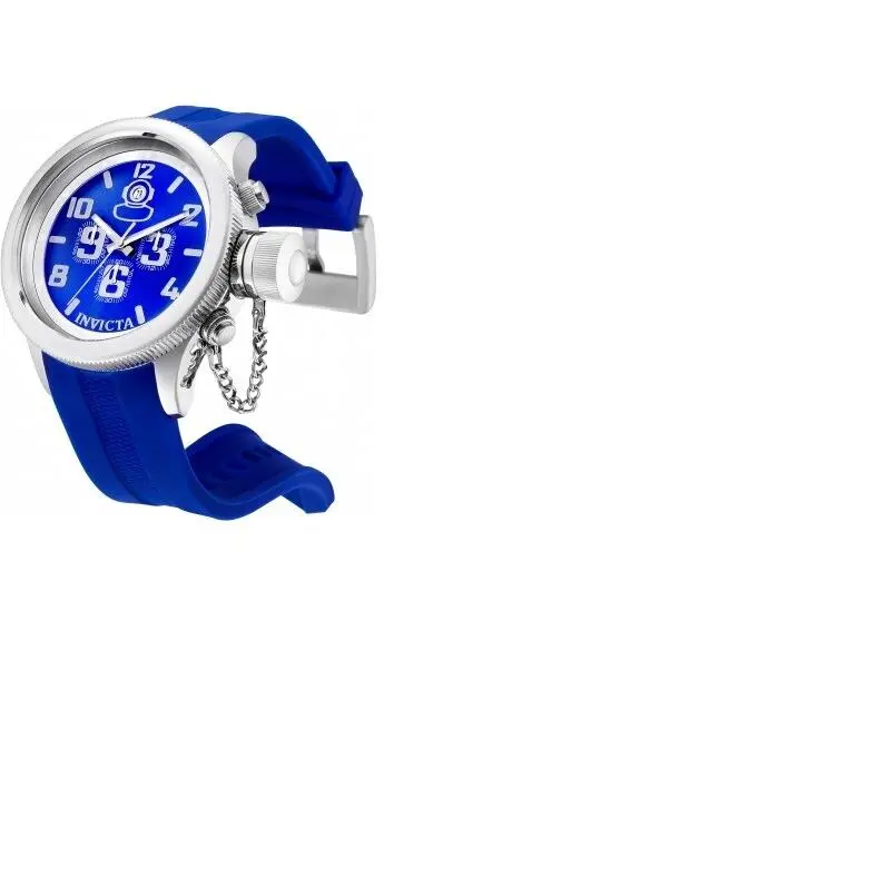 Invicta Men 52MM Classic Russian Diver 1959 Sunray Blue Chrono SS Strap Watch - Dial: Blue, Band: Blue, Bezel: Silver