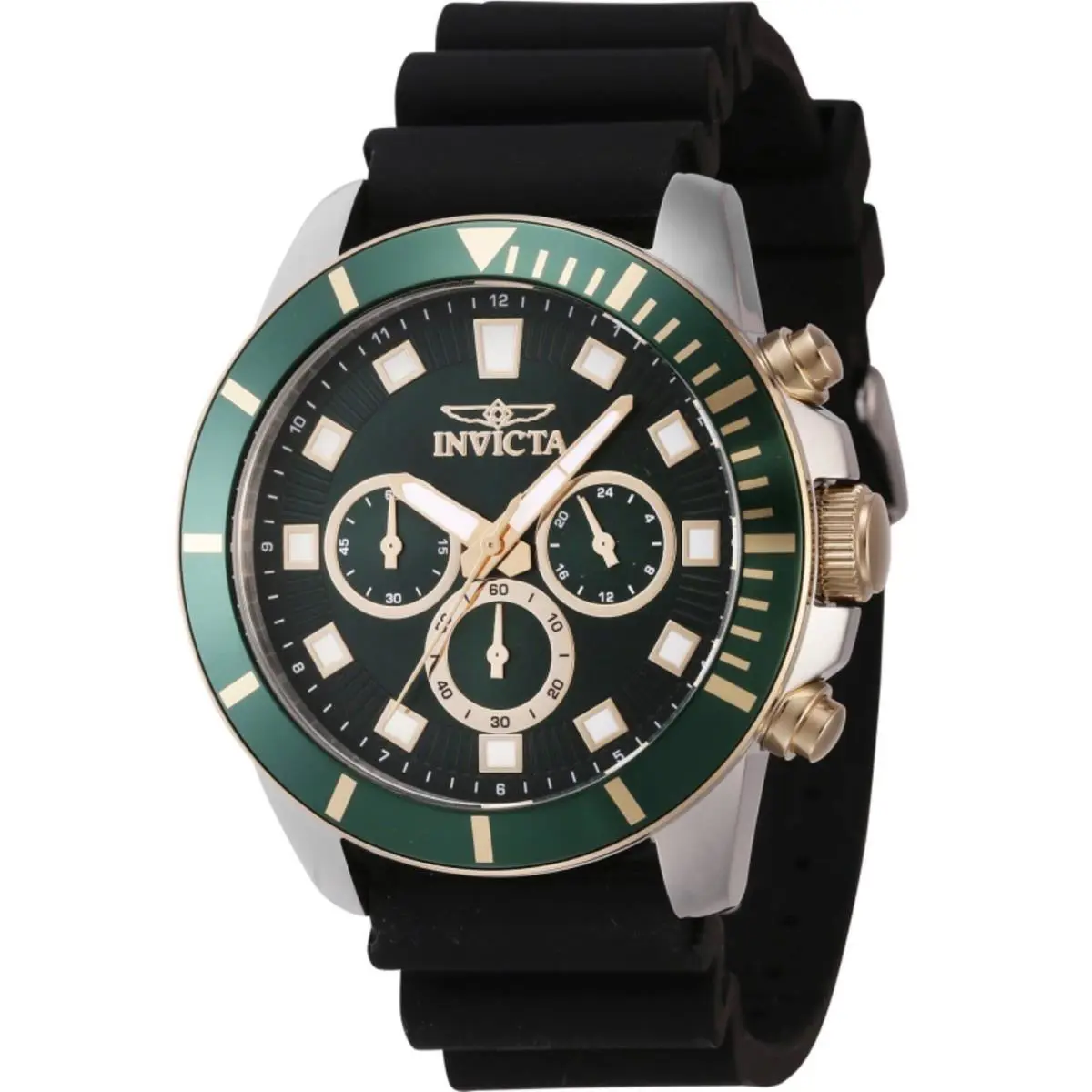 Invicta Pro Diver Men`s Watch - 45mm Green Dial Chronograph Silicone Band 46083