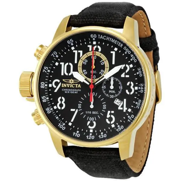 Invicta I-force Lefty Chronograph Black Dial Gold-tone Lefty Men`s Watch 1515 - Black / Gold / White, Dial: Black, Band: Black