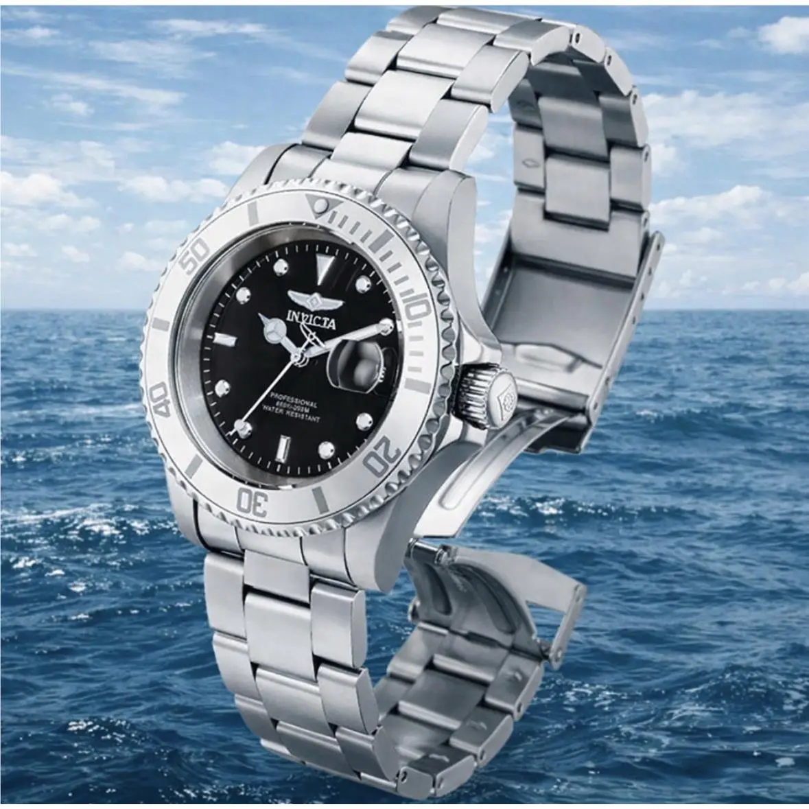 Invicta Men`s Watch Pro Diver Japan Quartz Black Dial Stainless Steel 34022