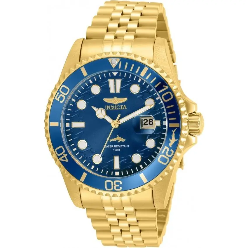 Invicta Pro Diver Men`s Gold Stainless Steel Blue Dial Watch - Model 30612