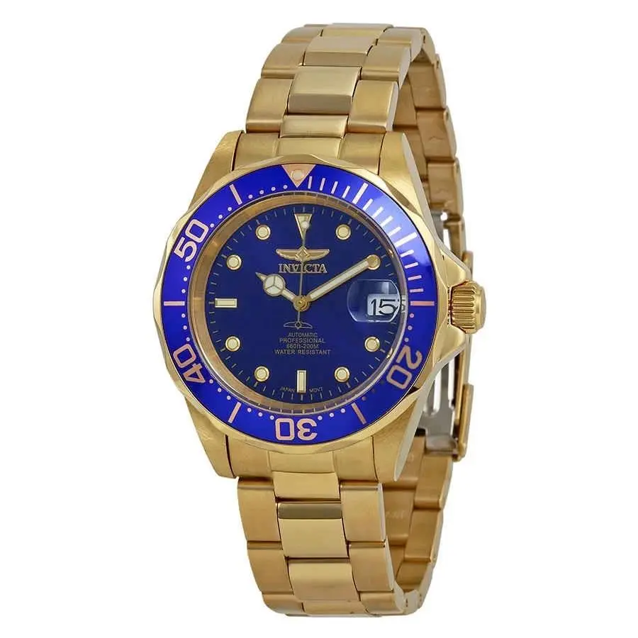 Invicta Pro Diver Blue Dial Gold Plated NH35A. Mech/auto Men`s 200M Watch- 8930