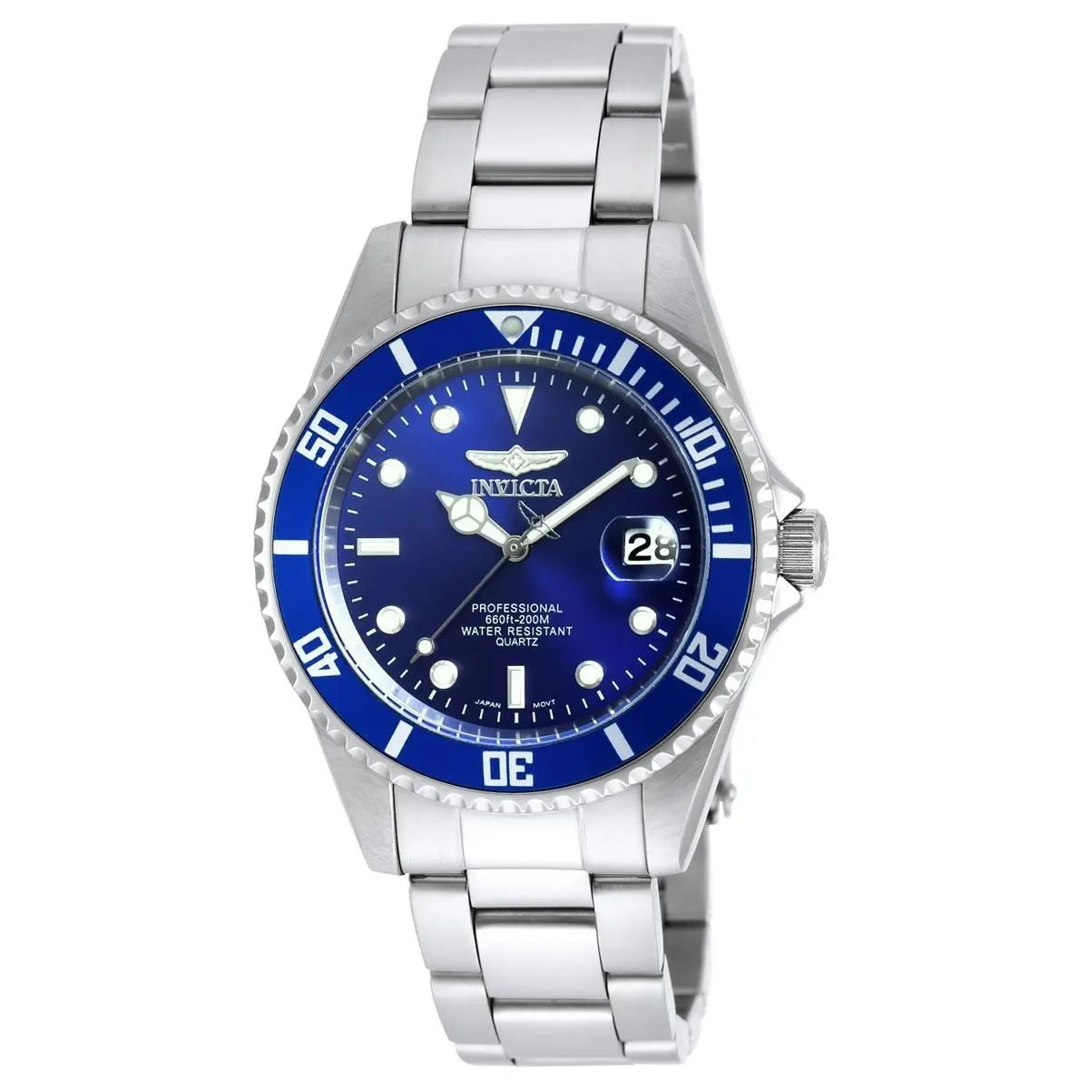 Invicta Men`s Watch Pro Diver Quartz Dive Blue Dial Silver Tone Bracelet 9204OB - Dial: Blue, Band: Silver