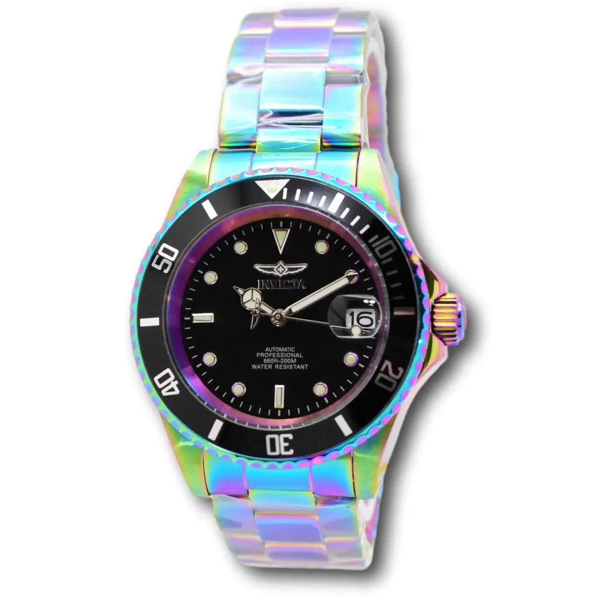 Invicta Pro Diver Automatic Men`s 40mm Black Dial Rainbow Iridescent Watch 26600