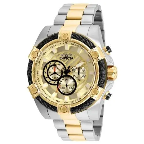 Invicta Bolt Ace Men`s 52mm Gold Dial Two Tone Chronograph Watch 25518