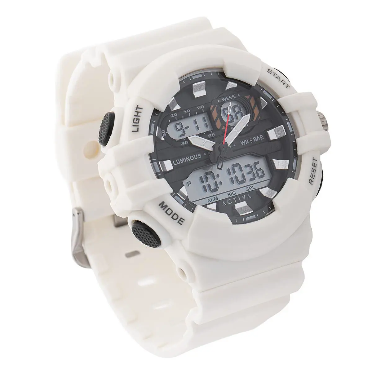 Activa Pixel X Invicta Digital Men`s Watch Luminous Light Analog - 50mm. White