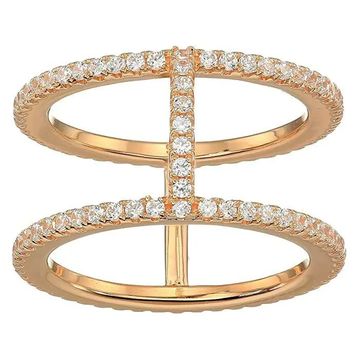 Michael Kors Women Rose Gold 925 Sterling Silver Crystal Pave Ring Jacket Size 7