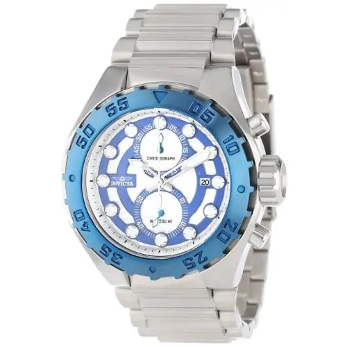 Invicta Men`s 13095 Pro Diver Chronograph Silver Textured Dial