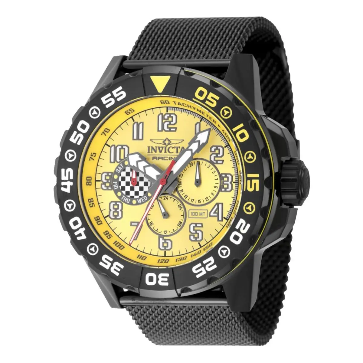 Invicta Men`s 48mm Racing Series Quartz Multifunction Black Yellow Watch 47215