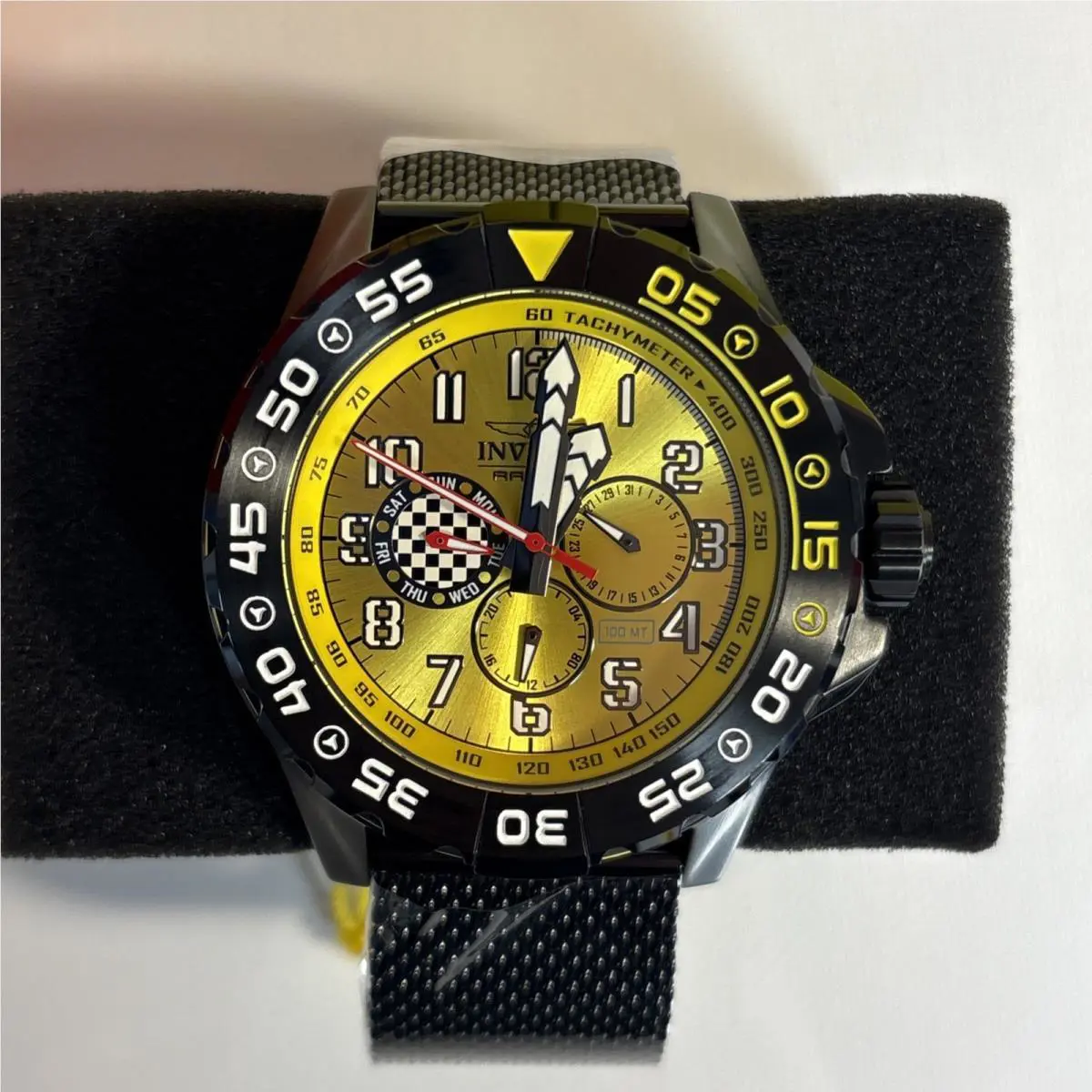 Invicta Men`s 48mm Racing Series Quartz Multifunction Black Yellow Watch 47215