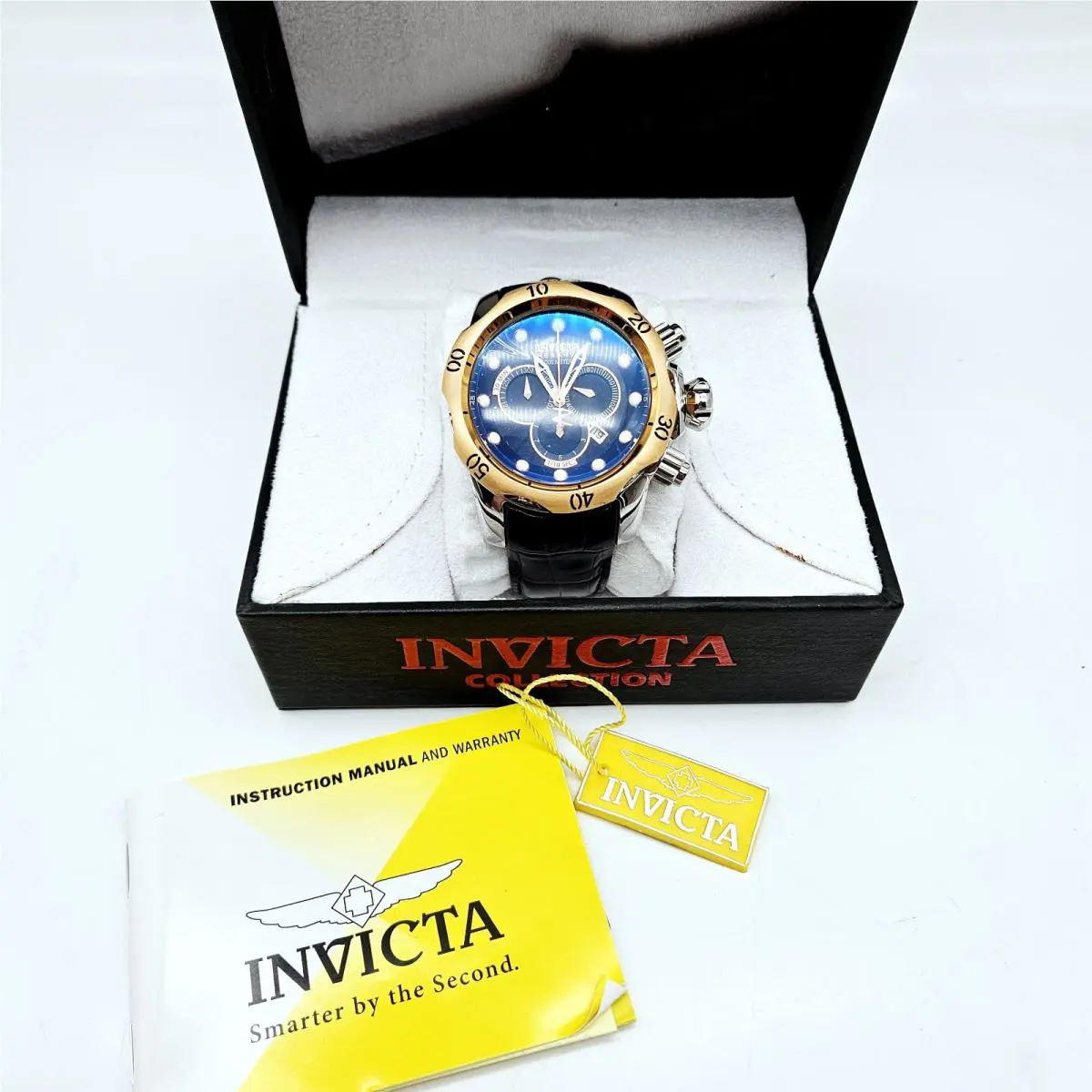 Invicta Men`s 0360 Reserve Venom Chronograph Leather Band Quartz Watch 202