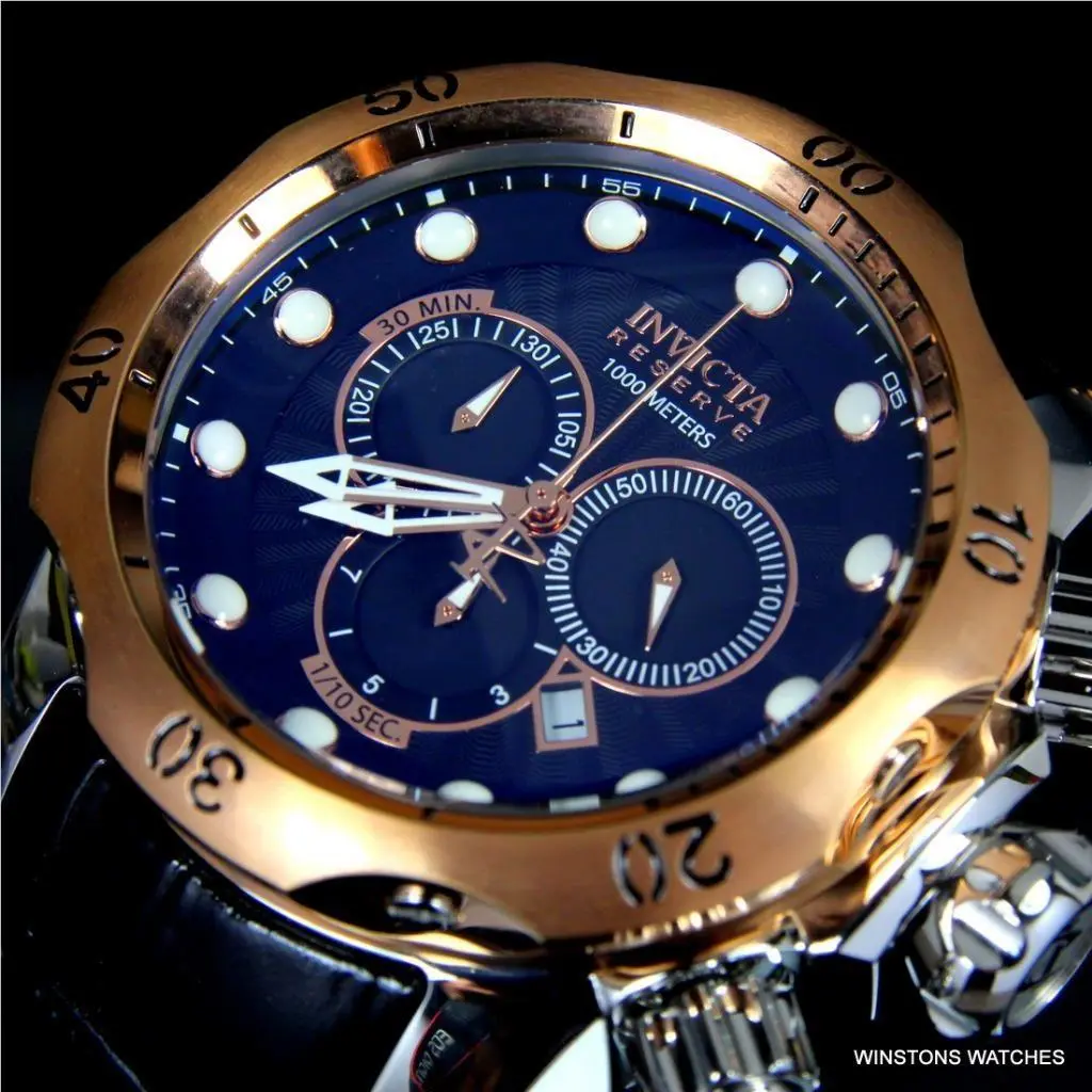 Invicta Reserve Venom Elegant Black Rose Gold Tone Swiss Mvt 52mm Watch
