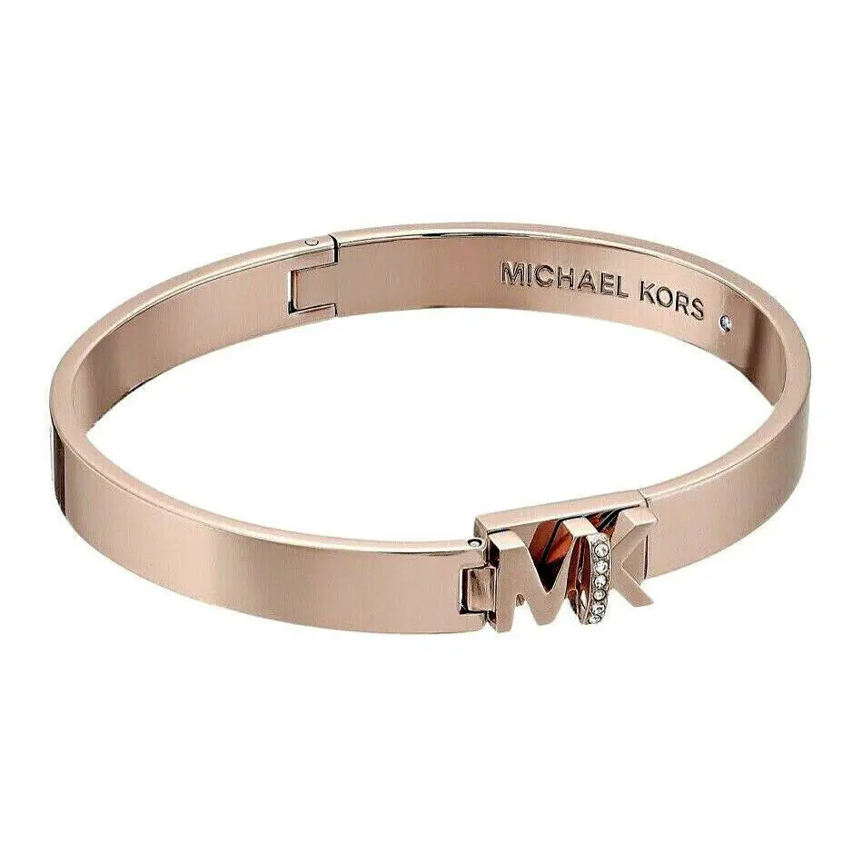 Michael Kors Rose Gold-tone Iconic Hinged Bangle Bracelet