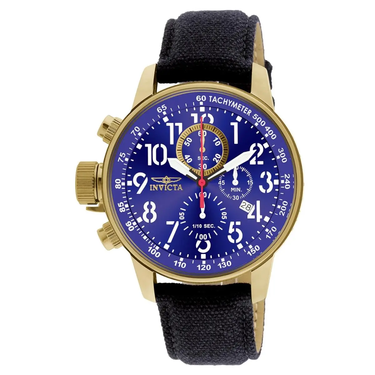 I-force 1516 Man Quartz 46mm Gold Case Black Canvas Band WR 100m by Invicta