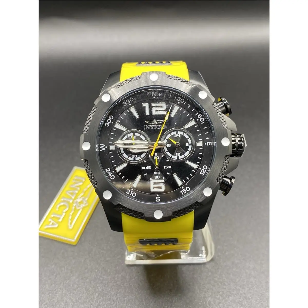 Invicta Men`s 50mm I Force Quartz Chronograph Yellow/black Silicone Strap Watch