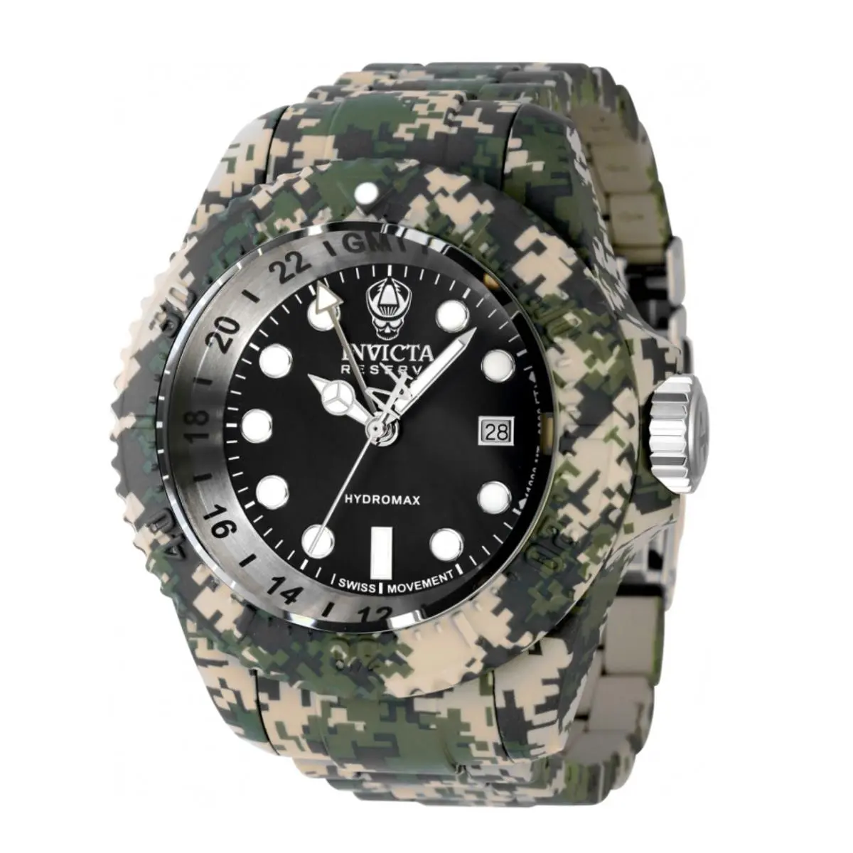 Invicta Hydromax Green Camo Hydroplated Men`s 52mm Swiss Quartz Watch 40462 - Dial: Black,Silver,White, Band: Beige,Brown,Green,Multicolor,Tan, Bezel: Brown,Green,Multicolor