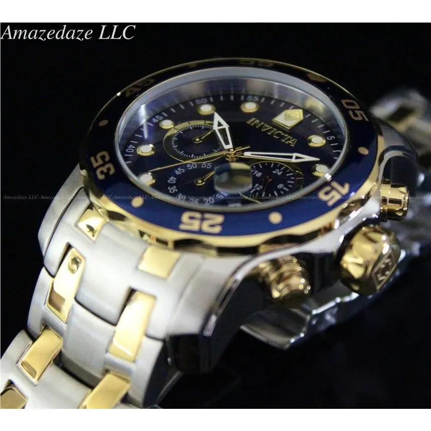 Invicta Men Pro Diver Scuba VD53 Chronograph Stainless Steel Blue Dial Watch