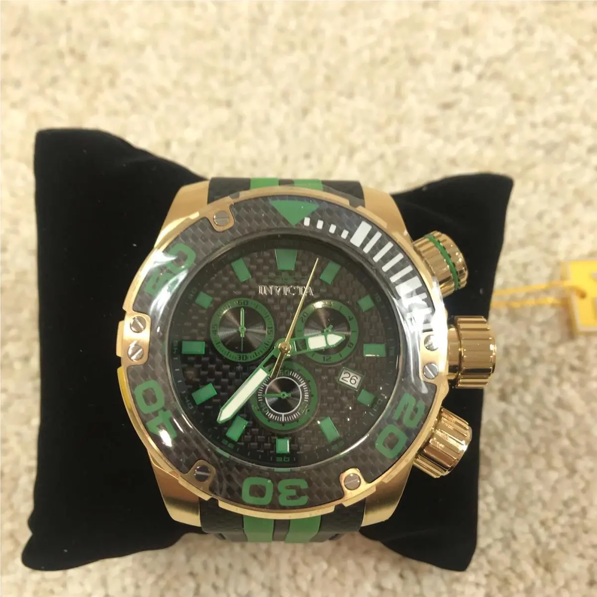 Invicta Sea Hunter Mens Watch Chrono Quartz 48991 Black Green 52mm
