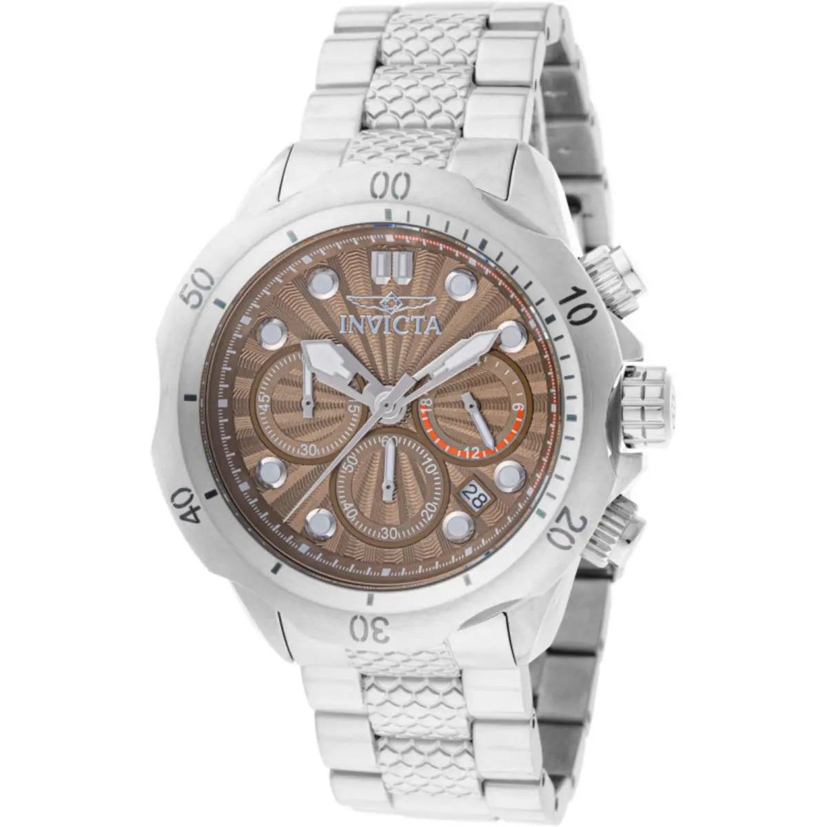 Invicta Men`s Watch Invicta Racing Chronograph Khaki Dial Silver Bracelet 47751