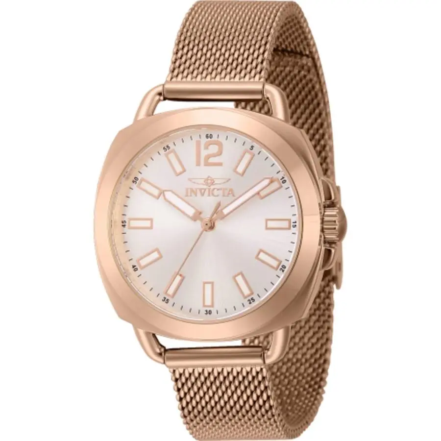 Invicta Wildflower Quartz Silver Dial Ladies Watch 46339 - Dial: Silver-tone, Band: Rose Gold-tone, Bezel: Rose Gold-tone
