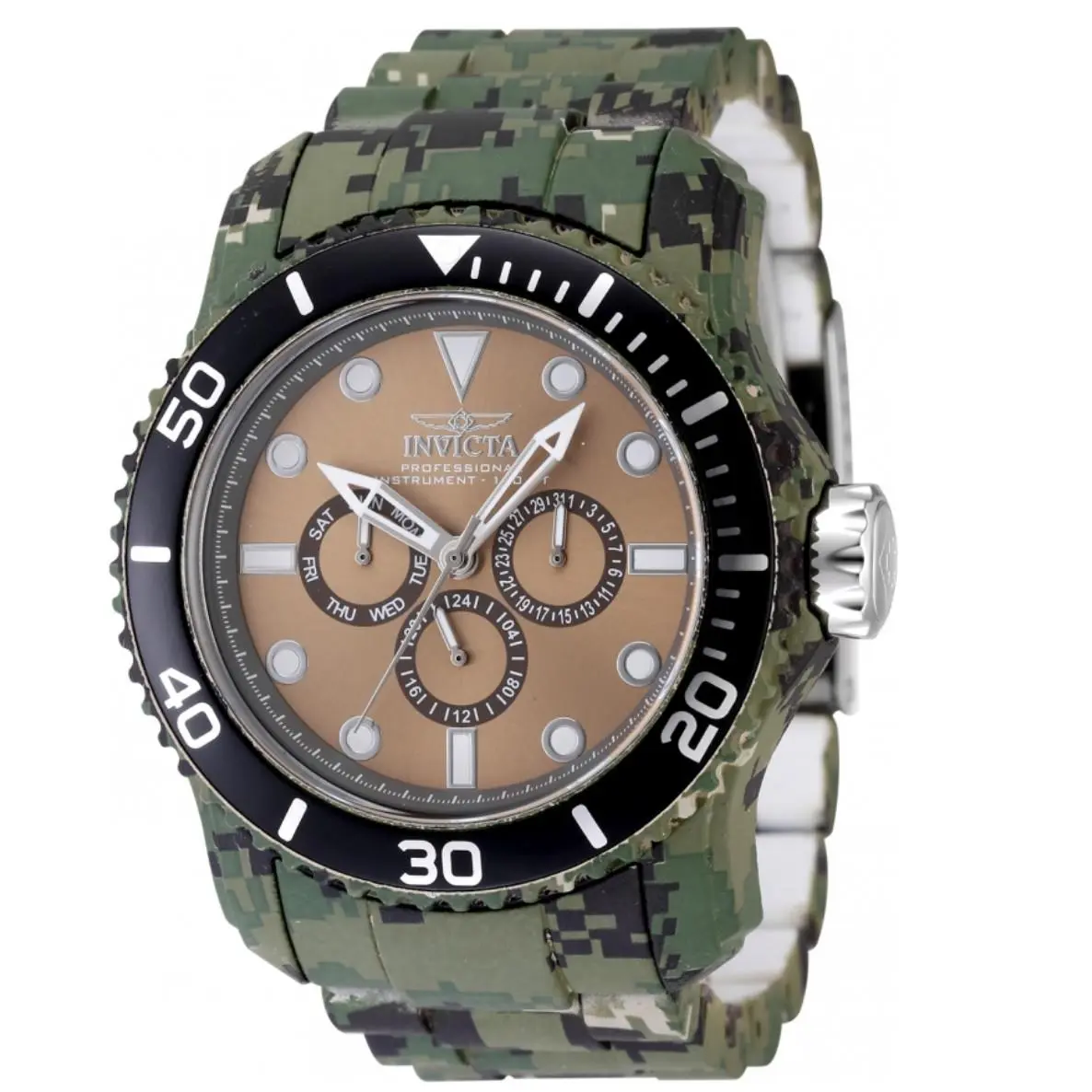Pro Diver Hydro Dipped Camo Men`s 48mm Brown Dial Quartz Watch 47855 by Invicta