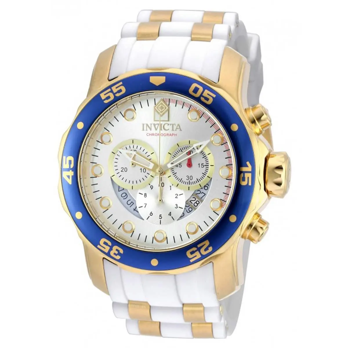Invicta Men`s Watch Pro Diver Scuba Chrono Two Tone Steel and Rubber Strap 20293
