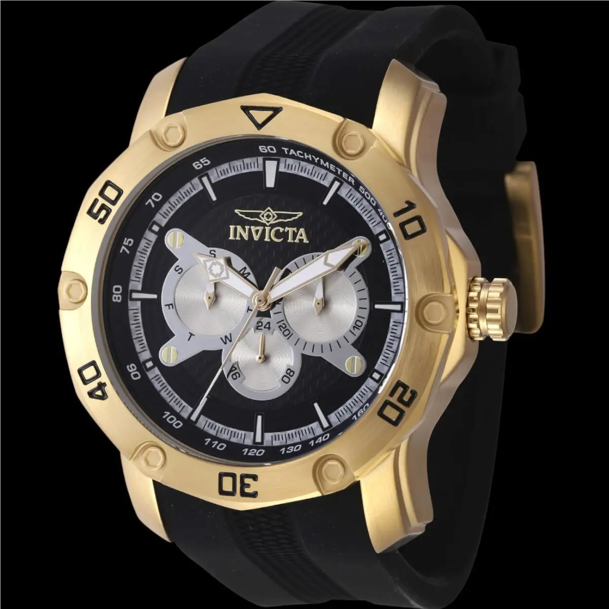 Invicta Mens Pro-diver Watch 50MM Case Black/gold Tone Carbon Fiber Dial 100M WR