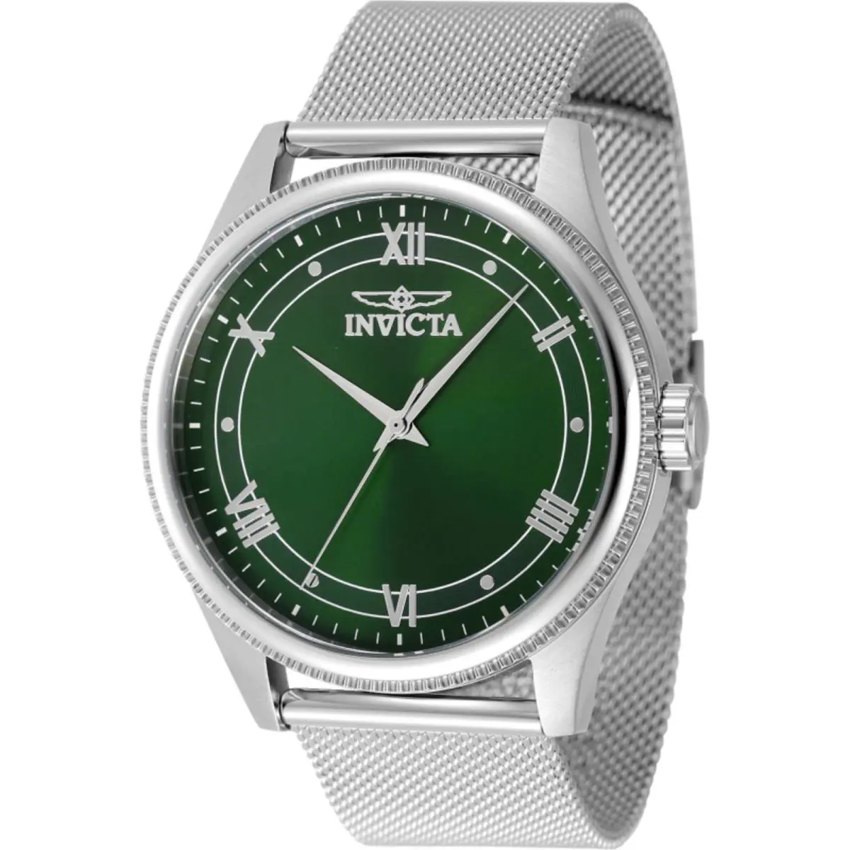 Invicta Men`s Watch Celestial Quartz Green Dial Steel Mesh Bracelet 48482 - Dial: Green, Band: Silver