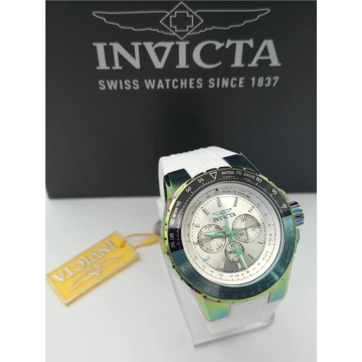 Invicta Aviator Skyshock Men`s Quartz Watch 50mm Iridecent/white 44611
