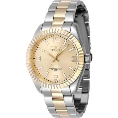 Invicta Specialty Quartz Gold Dial Ladies Watch 47472 - Dial: Gold-tone, Band: Two-tone (Gold and Silver-tone), Bezel: Silver-tone