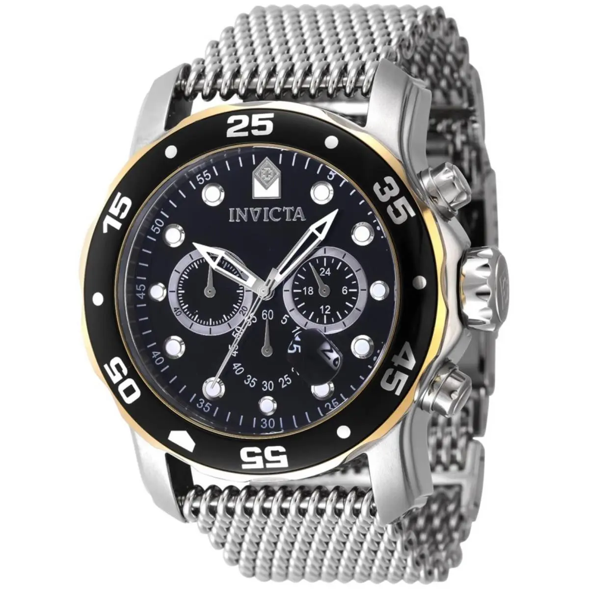 Invicta Pro Diver 48073 Men`s 48mm Silver Steel Quartz Black Dial Watch