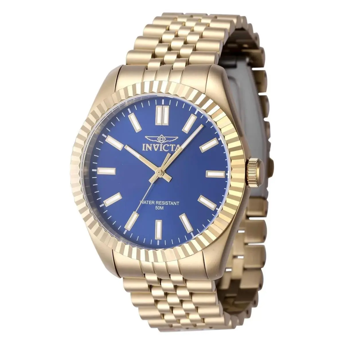 Invicta 47490 Quartz Watch Blue Dial Stainless Steel 43mm Men - Dial: Blue, Band: Gold