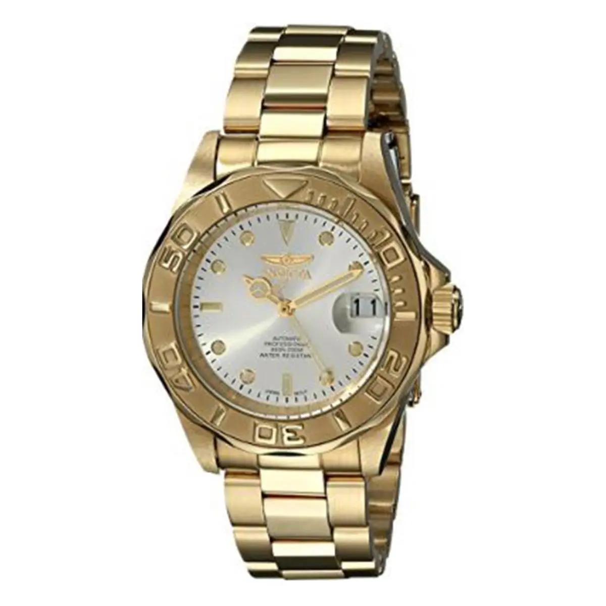 Mens 9010 Pro Diver Collection Gold Tone Stainless Steel Automatic Watch by Invicta
