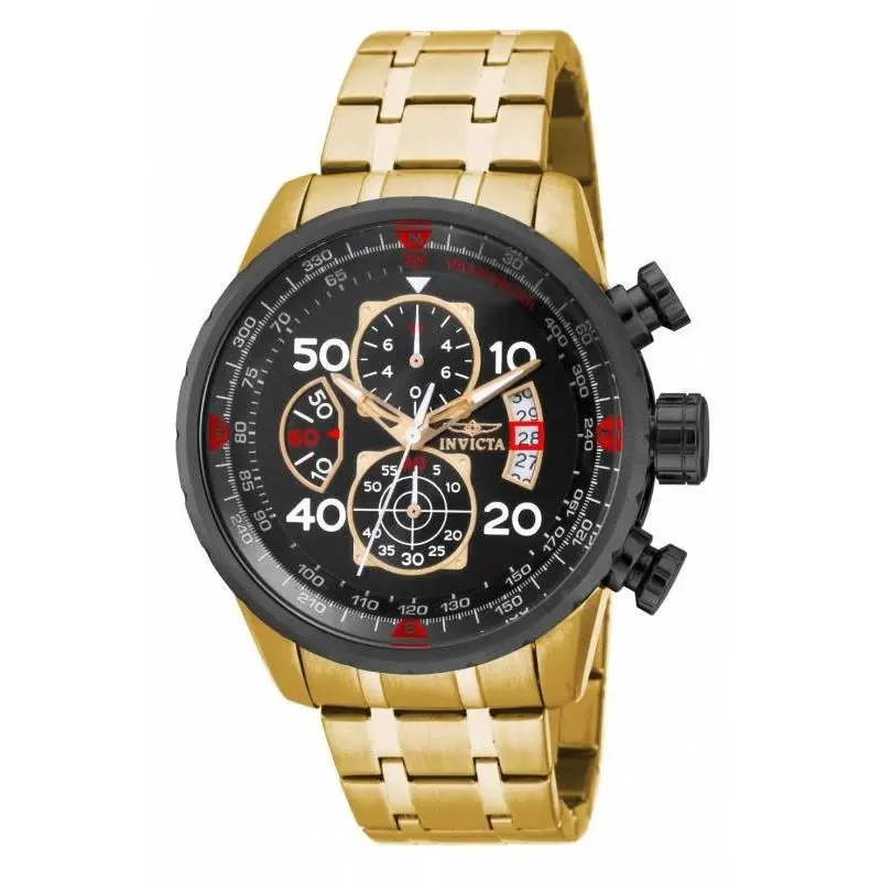 Invicta Men`s 17206 Aviator Quartz Chronograph Black Dial Watch