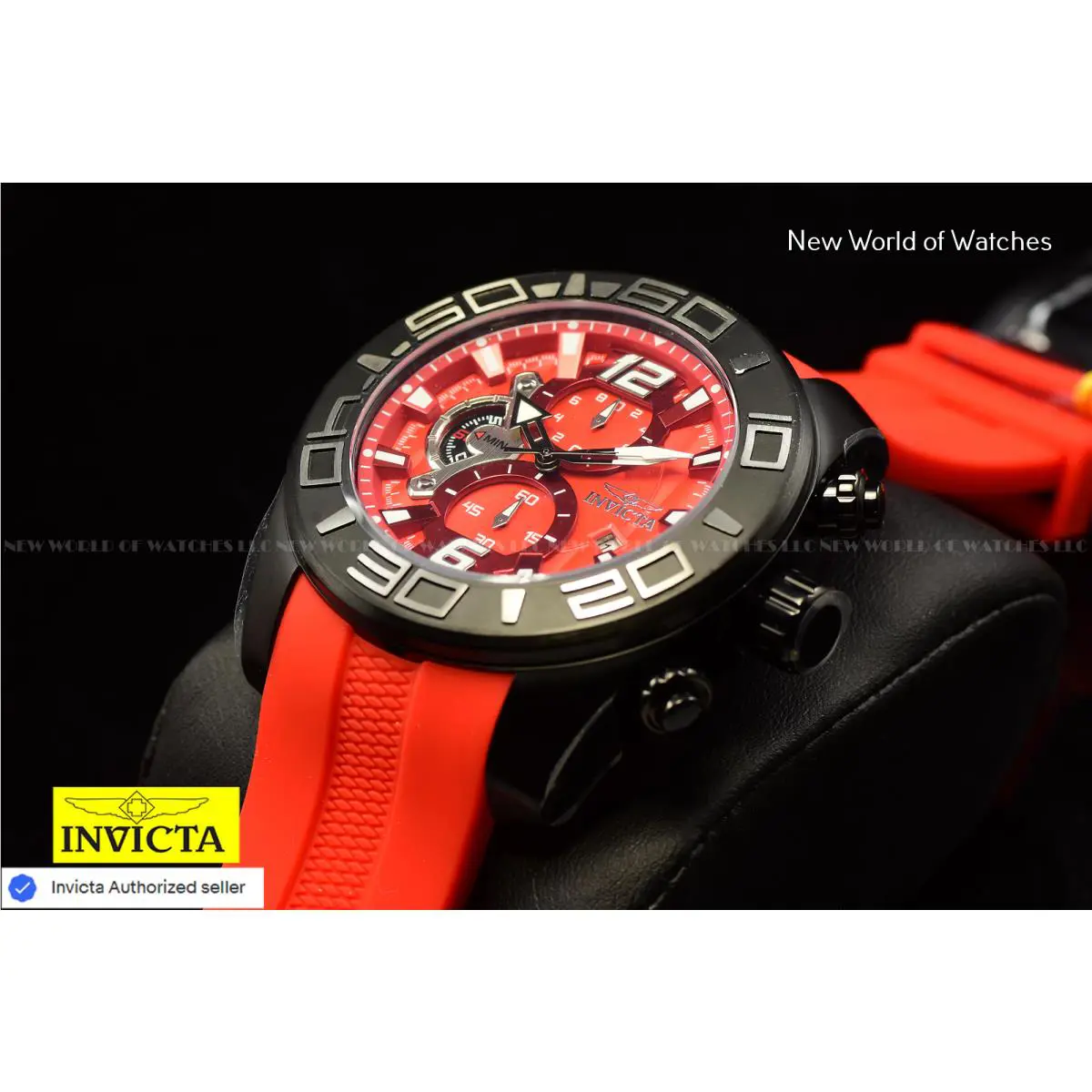 Invicta Men`s 50mm Pro Diver Turbo Chronograph Red Dial SS Red/black Tone Watch