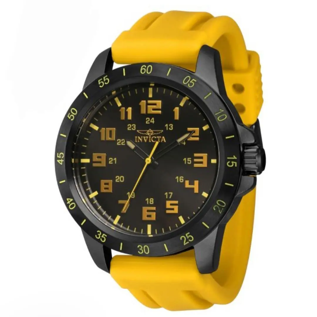 Invicta Men`s 45mm Stratus Quartz Yellow/black 100m Silicone Strap Watch