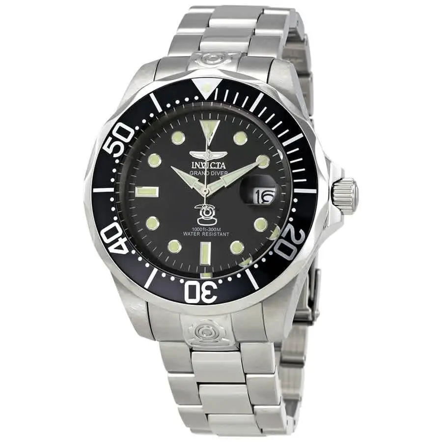 Invicta Pro Diver Grand Diver Automatic Black Dial Men`s Watch 3044 - Black / Skeleton, Dial: Black, Band: Silver-tone