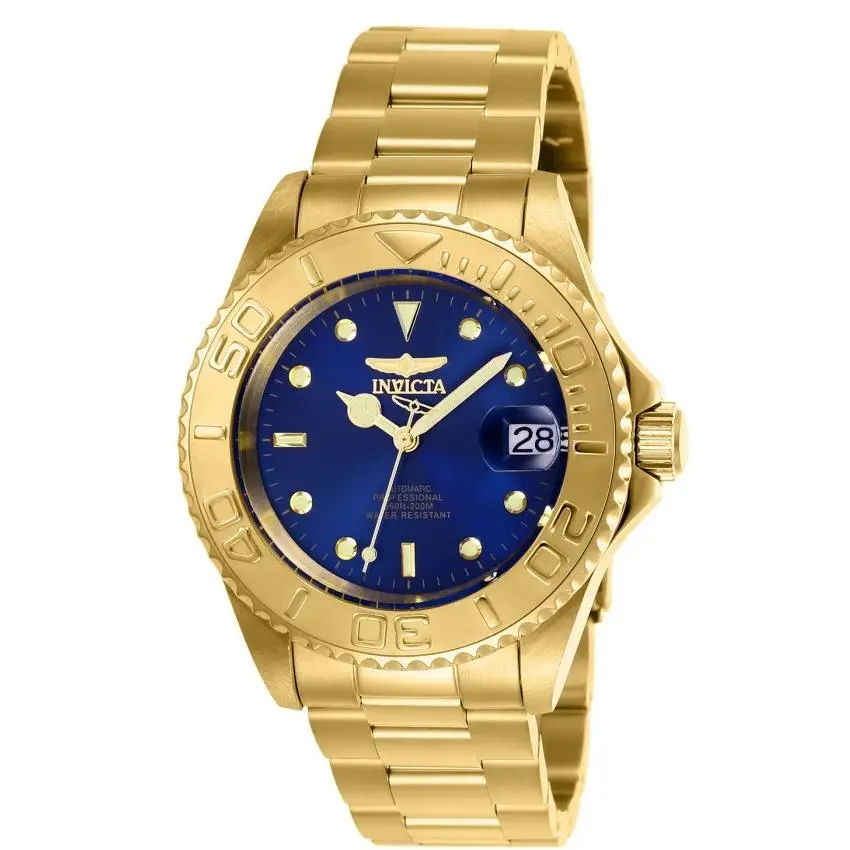 Invicta Pro Diver Men`s Automatic Watch 40mm Blue Dial Gold - 26997