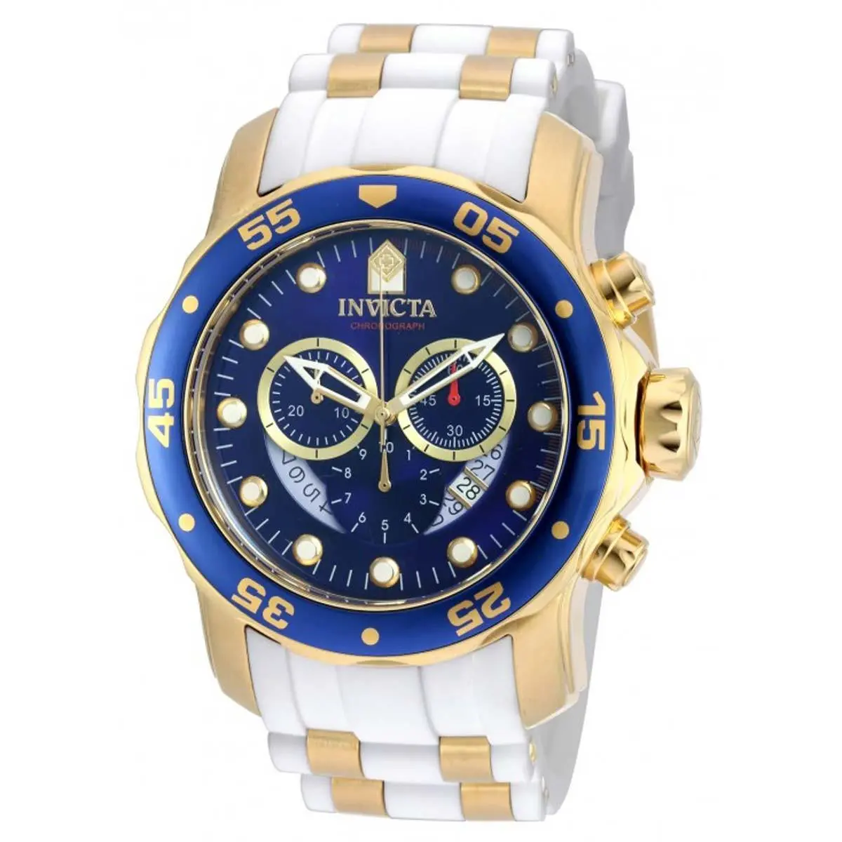 Invicta Men`s Watch Pro Diver Scuba Two Tone White and Yellow Gold Strap 20288